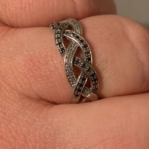 Black and white diamond cocktail ring